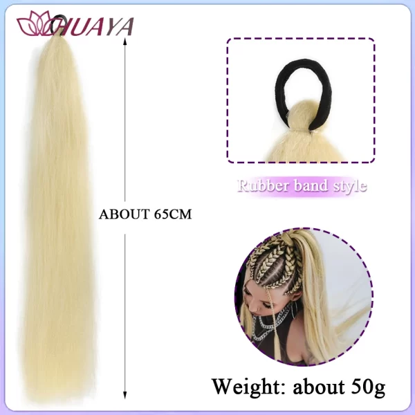 26inch Synthetic Ponytail Extensions With Rubber Band Ombre Braided Colorful Ponytail DIY Ponytail Hair Daily Party Wear Use - Image 27