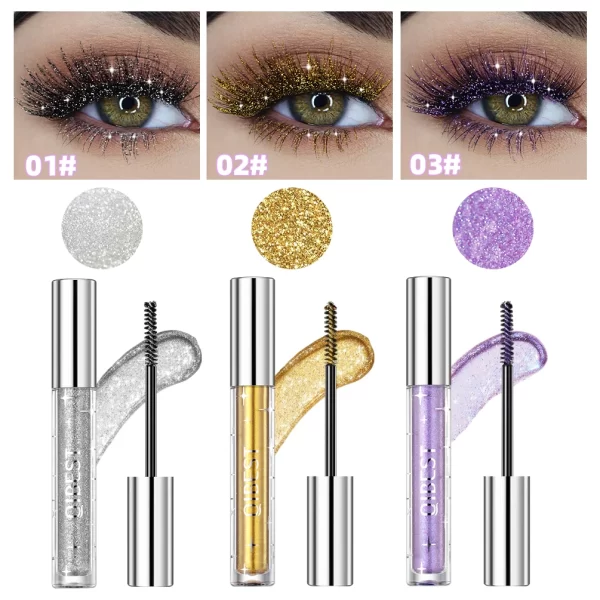 Violet Glitter Lash Mascara Diamond Mascara Thick Shiny Eyelash Curling Extension Makeup Waterproof Fast Dry Sequins Eye Black - Image 2