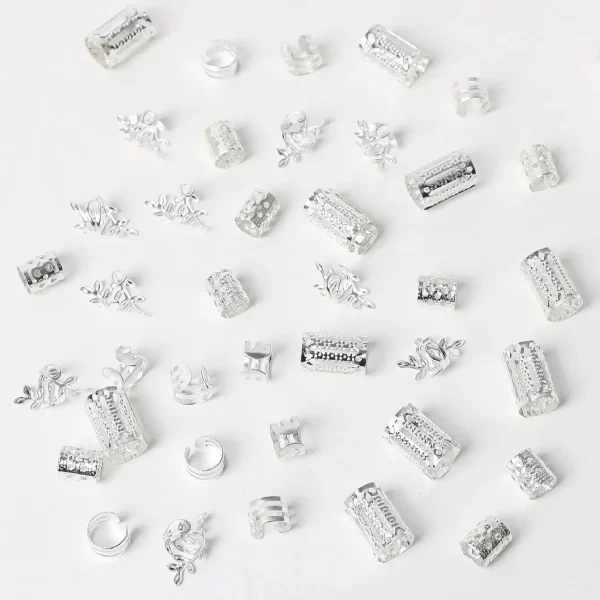 40pcs/set Mixed Hair Rings Set, Dreadlocks Beads Hair Braid Rings Clips Dread Locks Hair Braiding Cuffs Decoration/Accessories - Image 5