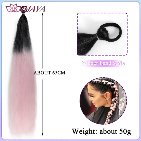 26inch Synthetic Ponytail Extensions With Rubber Band Ombre Braided Colorful Ponytail DIY Ponytail Hair Daily Party Wear Use - Image 15