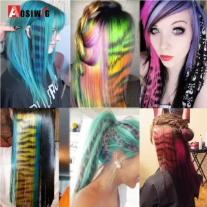 Synthetic 18" Feathers Hair Clip in One Piece Hair Extension DIY Colorful Hairpiece For Fashion Beautiful Girls