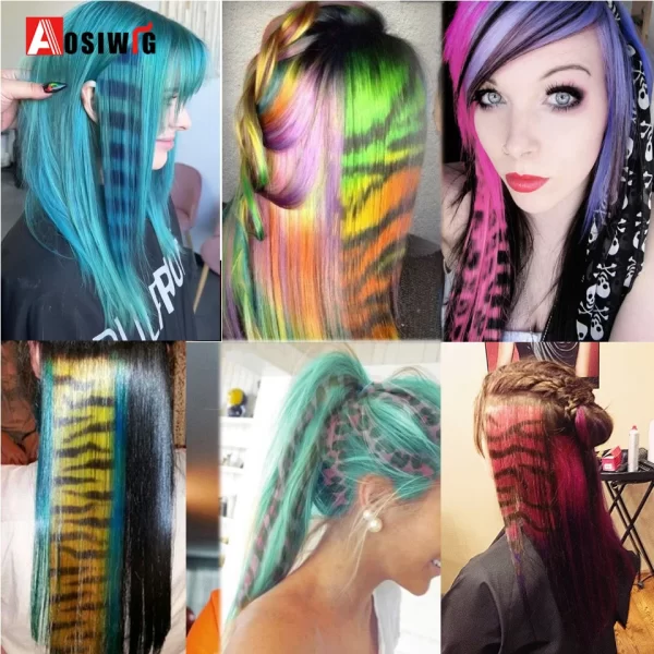 Synthetic 18" Feathers Hair Clip in One Piece Hair Extension DIY Colorful Hairpiece For Fashion Beautiful Girls