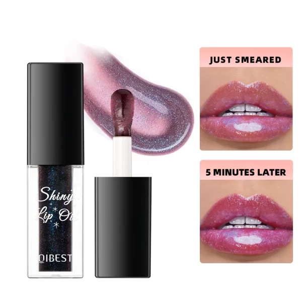 QIBEST Mirror Black Lip Oil Color Changing Lipstick Moisturizing Shiny Lip Gloss Oil Plumping Lasting Diamond Lipgloss Cosmetics - Image 7