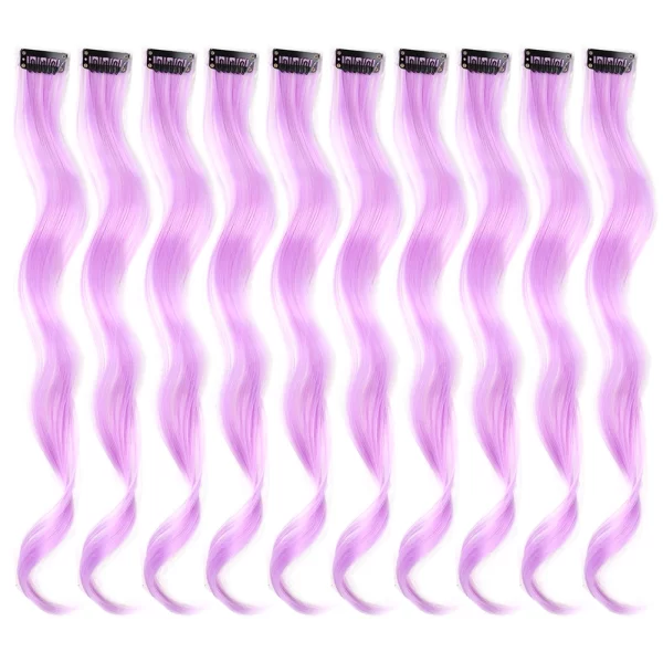 Clip in Hair Extensions,10Pcs/Pack Colored Curly Wave Hair Extensions Party Highlights Long Curly Synthetic Hairpieces for Women - Image 12