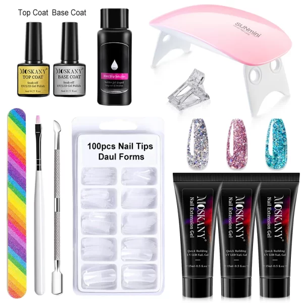 Poly Nail Gel Full Set With 6W LED Lamp Nail Set For Beginner Nail Tips Art 3D Design Decoration Extension Manicure Tools Kit - Image 16
