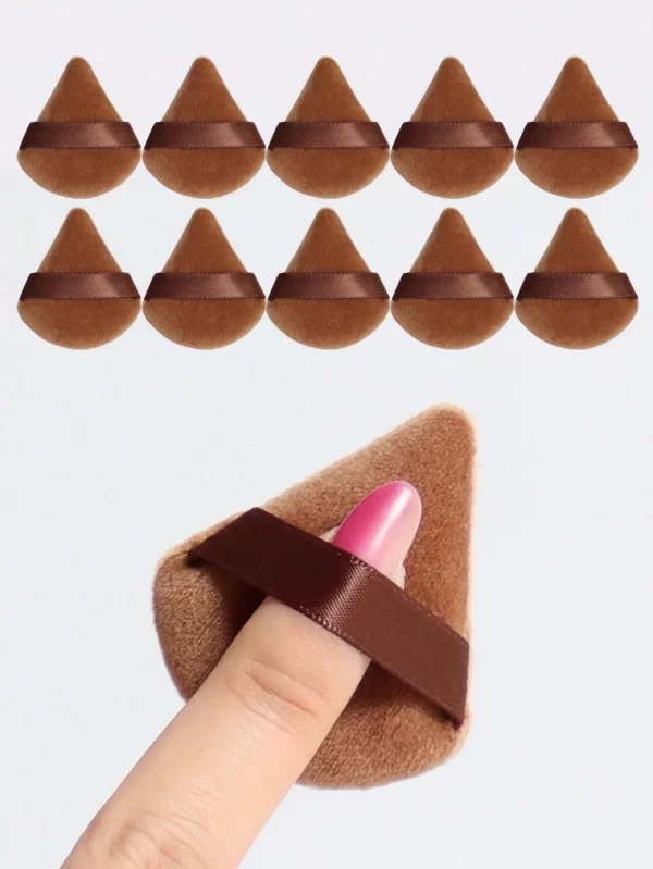 10pcs Triangle Shape Velvet Powder Puffs, Soft Makeup Blender Sponges For Face Contouring, Eyes & Corners - Image 6