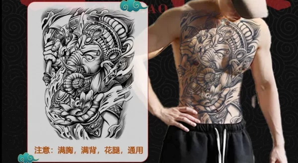 Full Back Chest Herbal Juice Ink Semi-permanent Tattoo Stickers 7-15 Days Long Lasting Temporary Fake Tattoo Totem Men Adult - Image 16
