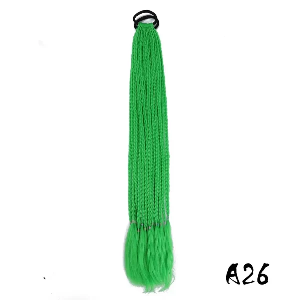 Synthetic Colored Braided Ponytail Hair Extension 60CM Elastic Rubber Band Braiding Ponytail Hair Extensions For Girls - Image 10