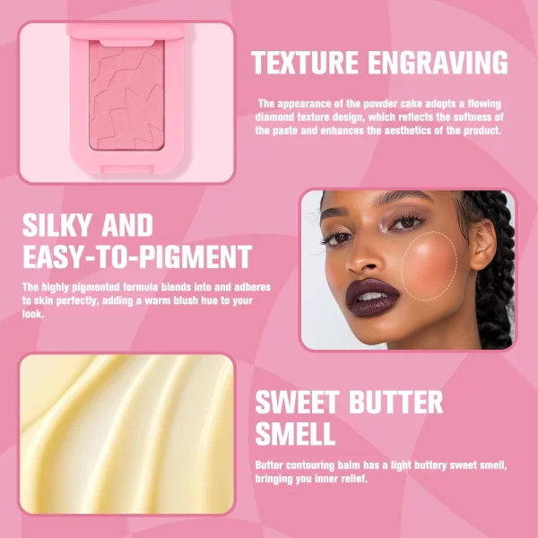 Butter Blush Single Color Matte Natural Cheek Tint Waterproof Face Contouring Cosmetics Blush Powder Face Soft Female Makeup - Image 4