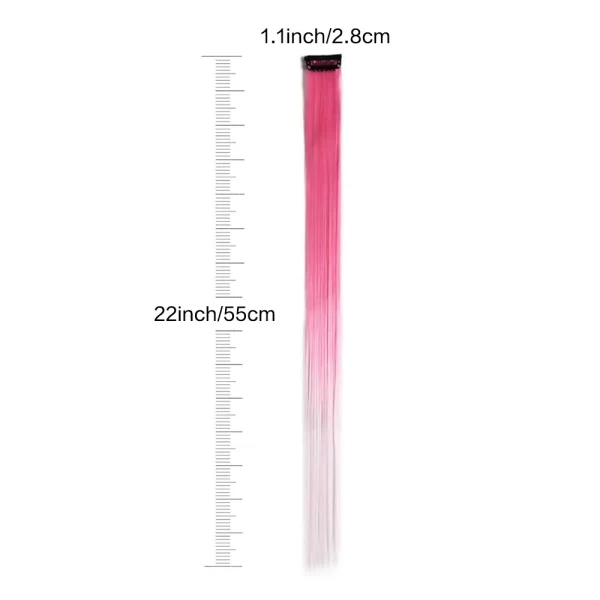 6pcs/pack Colored Party Highlights Clip in Hair Extensions for Girls 22 inches Multi-colors Straight Hair Synthetic Hairpieces - Image 3