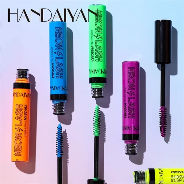 Fluorescence Mascara Waterproof No Blooming Fast Dry Colorful Neon Eyelashes Curling Yellow Blue Lengthens Eye Lashes Cosmetics - Image 4