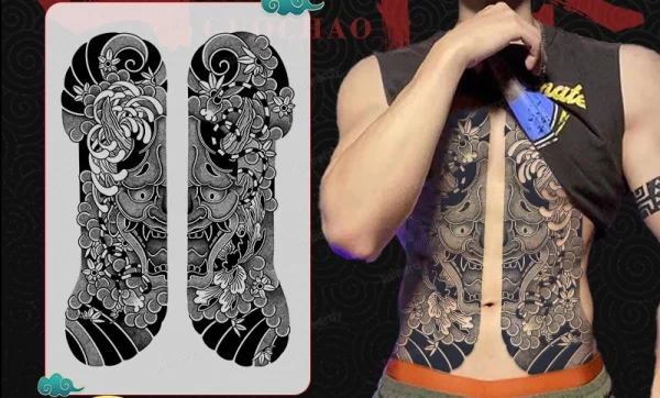 Full Back Chest Herbal Juice Ink Semi-permanent Tattoo Stickers 7-15 Days Long Lasting Temporary Fake Tattoo Totem Men Adult - Image 34