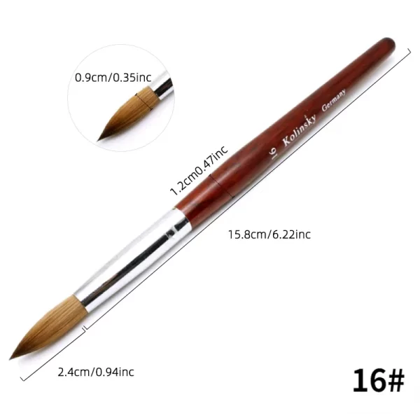Kolinsky Hair Nail Brush Good Quality Nail Art Mink Brush Wood Handle Gel Nail Builder Manicure Brush Drawing Tools Size 8-24 - Image 10