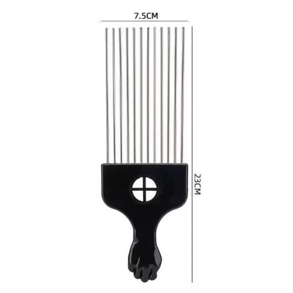 African Fist Comb Barbershop Brush Black Perm Pick Hair Comb Styling Steel Needle Comb Professioanl Mens Hairdressing Comb Tools - Image 3