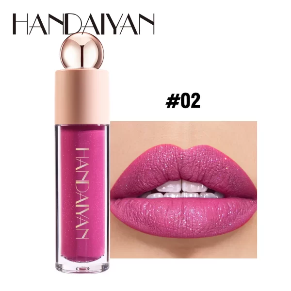 Handaiyan Matte glitter Waterproof Shimmer Lip Gloss Sexy Lipgloss Pigments Makeup Long Lasting Tinted Lip Glaze - Image 2