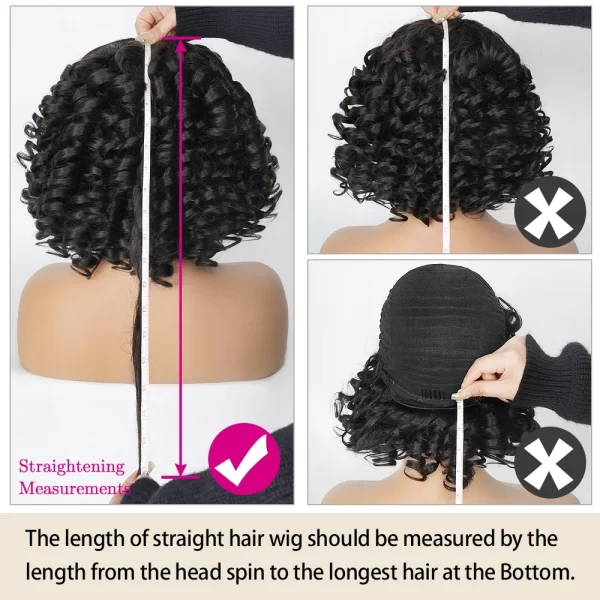 Short Curly Bob Wig Human Hair With Bangs Ready to Go Glueless Bouncy Curly Human Hair Wigs Machine Made Afro Wigs for Women - Image 5