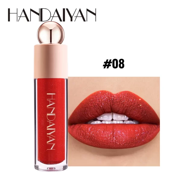 Handaiyan Matte glitter Waterproof Shimmer Lip Gloss Sexy Lipgloss Pigments Makeup Long Lasting Tinted Lip Glaze - Image 11