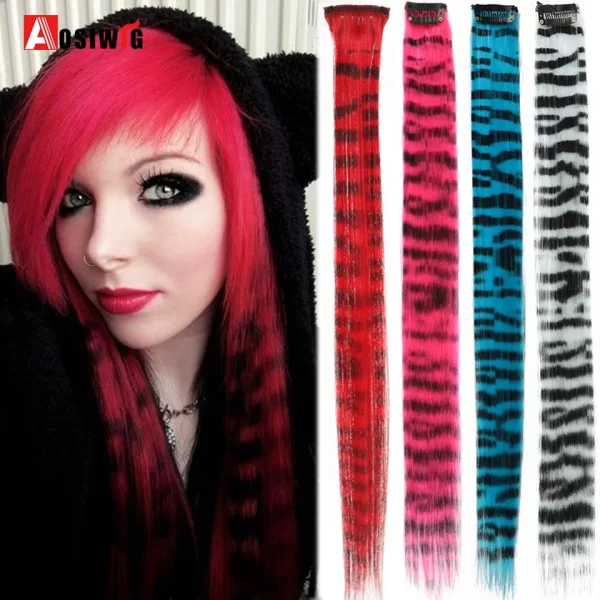 Synthetic 18" Feathers Hair Clip in One Piece Hair Extension DIY Colorful Hairpiece For Fashion Beautiful Girls - Image 2