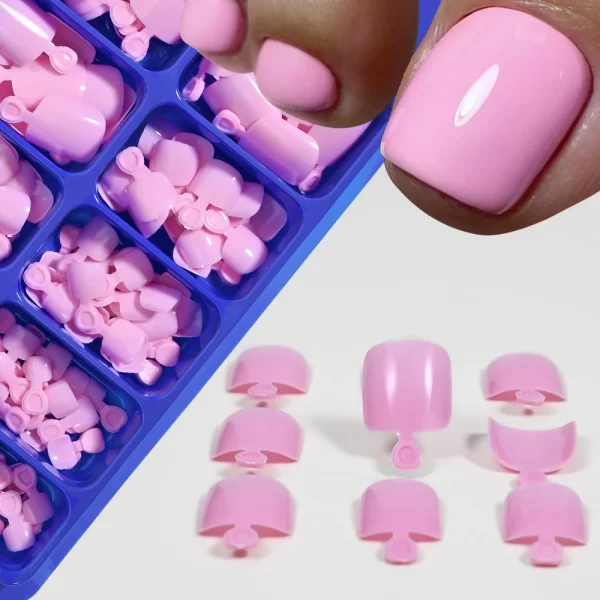 100Pcs/Box Short Square Fake Toenails Solid Color Acrylic Foot Nail Art Tip Press On Full-Cover Toenails Toe Extension Tools - Image 5