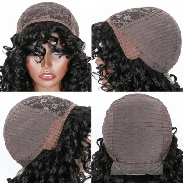 Short Curly Bob Wig Human Hair With Bangs Ready to Go Glueless Bouncy Curly Human Hair Wigs Machine Made Afro Wigs for Women - Image 6