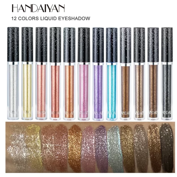 HANDAIYAN Liquid Eyeshadow Metallic Diamond Shiny Eye Liner Pen Giltter Eyeshadow Palette Lasting Shimmer Brighten Cosmetics - Image 3