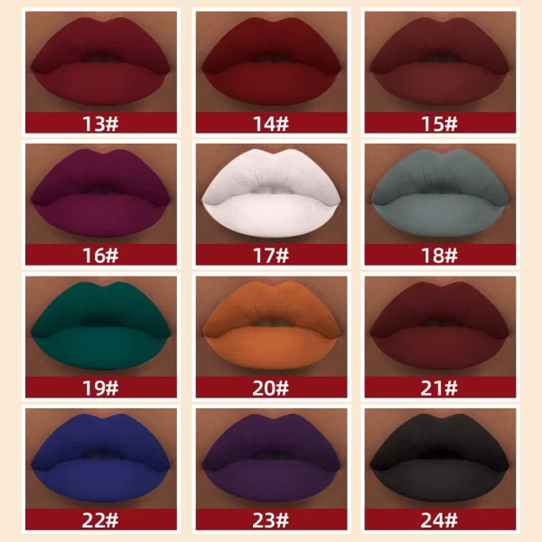 QIBEST 24 Colors Lip Gloss Sexy Red Waterproof  Nude Liquid Lipstick Non-Stick Long Lasting Black White Lipgloss Tint Cosmetics - Image 4