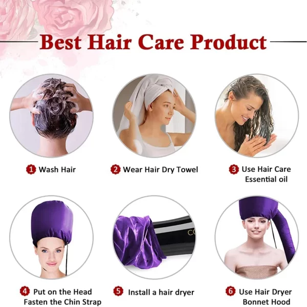 Hair Drying Cap Hair Dryer Caps Care Hair Perm and Dye Styling Warm Air Adjustable Drying Hood Home Hairdressing Salon Supply - Image 5