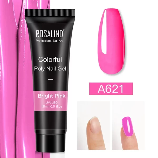 ROSALIND Colorful 15ml Poly Nail Gel Semi Permanent Acrylic Liquid Fast Extension Nail Gel Build Cured with UV/LED Lamp - Image 13