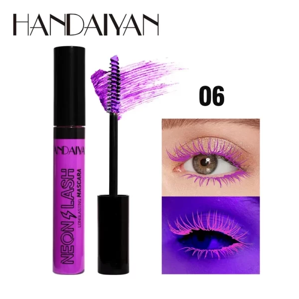 Fluorescence Mascara Waterproof No Blooming Fast Dry Colorful Neon Eyelashes Curling Yellow Blue Lengthens Eye Lashes Cosmetics - Image 11