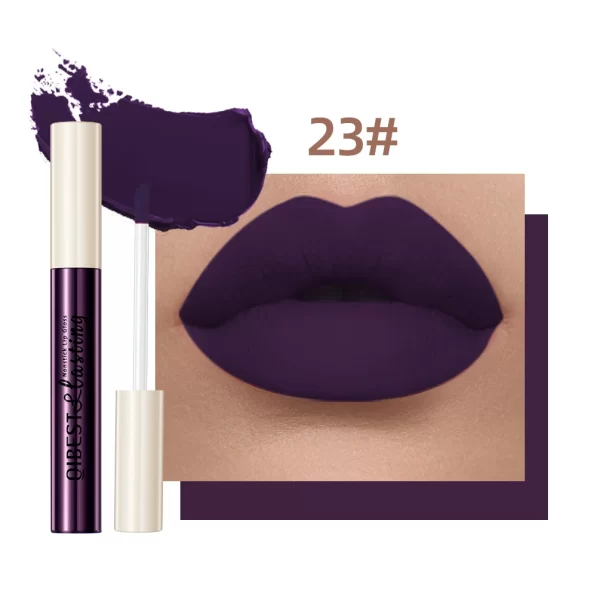 QIBEST 24 Colors Lip Gloss Sexy Red Waterproof  Nude Liquid Lipstick Non-Stick Long Lasting Black White Lipgloss Tint Cosmetics - Image 15