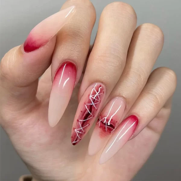 24pcs Halloween Spider Fake Nail Patch Printed French Coffin Ballet Fake Nail Wearable Full Cover Artificial Nail Tips for Girls - Image 22