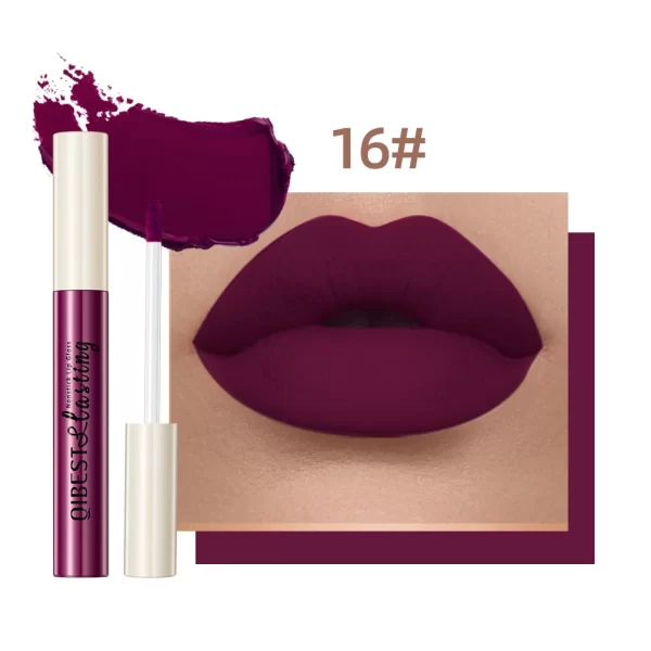 QIBEST 24 Colors Lip Gloss Sexy Red Waterproof  Nude Liquid Lipstick Non-Stick Long Lasting Black White Lipgloss Tint Cosmetics - Image 26