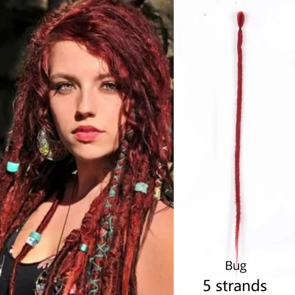 5strands Dreadlocks Hair Extensions Synthetic Faux Locs Crochet Hair Braids Hip-hop Knotless Hook Ombre Braiding African Tribe - Image 41