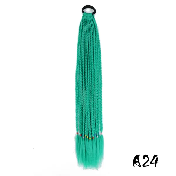 Synthetic Colored Braided Ponytail Hair Extension 60CM Elastic Rubber Band Braiding Ponytail Hair Extensions For Girls - Image 16