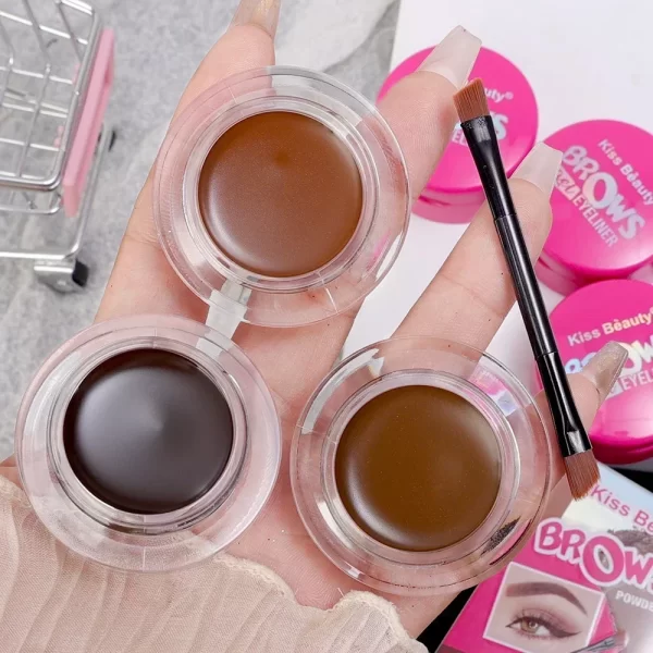 Matte Eyeliner Eyebrow Cream Gel 2 in 1 Waterproof Long Lasting Contouring Brown Black Brow Cream with Brushes Makeup Cosmetics - Image 6