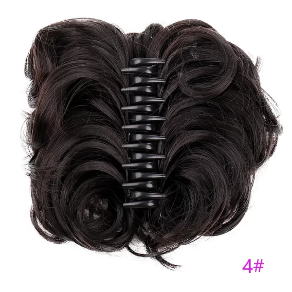 Women's Hair Bun Synthetic Bands Short Curly Chignon Hairpins Claw In Hairpieces for Fake False Hair Scrunchy Black Brown - Image 9