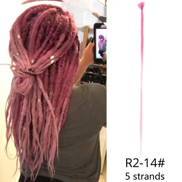 5strands Dreadlocks Hair Extensions Synthetic Faux Locs Crochet Hair Braids Hip-hop Knotless Hook Ombre Braiding African Tribe - Image 23