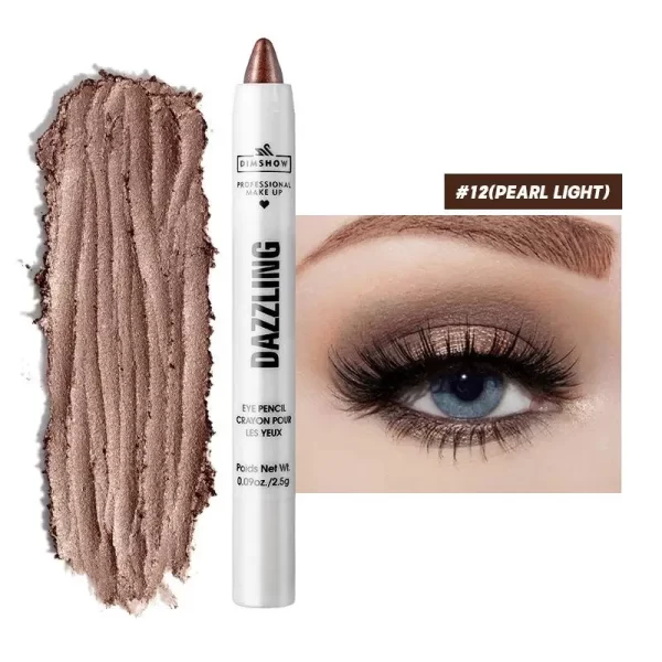 12 Colors Pearlescent Eyeshadow Pencil Waterproof Long Lasting Glitter Shimmer Eye Shadow Pen Eyeliner Stick Eyes Makeup Tools - Image 10