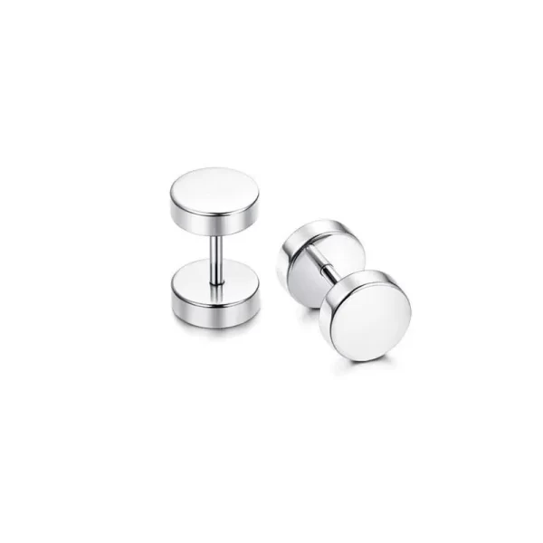 19 Pairs Stainless Steel Men Earrings Studs Ear Piercing Plugs Tunnel Screw Fake Gauges Earrings Flat Back Stud Earring Set - Image 23