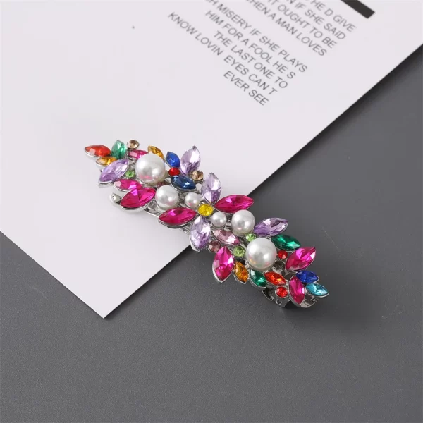 Luxury Rhinestones Faux Pearl Spring Clip Women Elegant Crystal Leaf Flower Hairpins For Bridal Wedding Headdress Accessories - Image 10