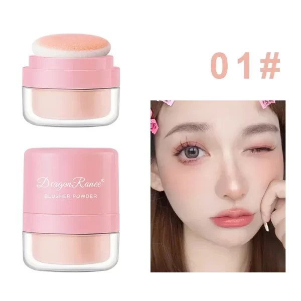 Cheek Tint Blusher Powder Lasting Natural Mineral Loose Powder Multi-purpose Peach Pink Rouge Pigments with Sponge Cosmetic Tool - Image 8