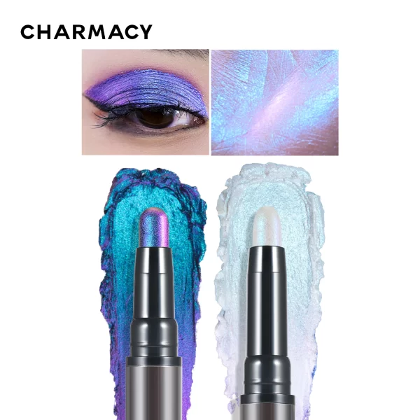 CHARMACY 2 In 1 Multichrome Eyeshadow Sticks High Pigmented Glitter Eyeshadow Waterproof Eye Shadow Pen Metallic Makeup 6 Color - Image 2