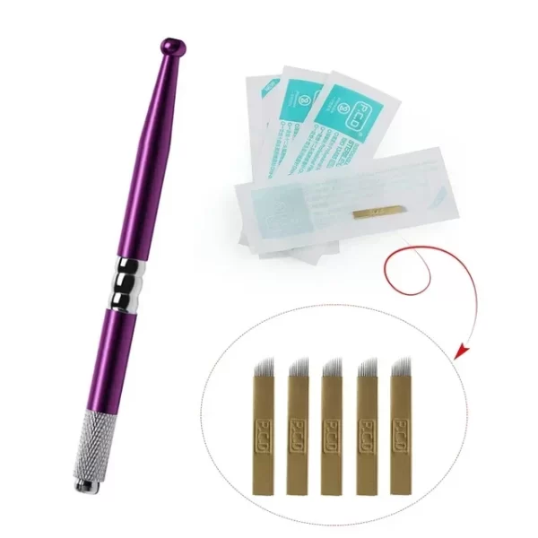 Manual Tattoo Pen Machine Permanent Makeup Eyebrow Hand Tool 3D Microblading Eyebrow Tattoo Tool Supply with 5p Tattoo Needle - Image 8