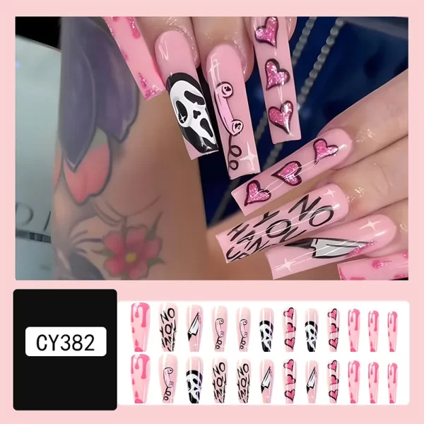 Halloween Acrylic Press On Nails Almond Shape Fake Nails Short Full Cover Glue On Nails Halloween Stick On Nails Cute Ghost Pump - Image 11