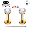 2/10PCS G23 Titanium Piercing Jewelry Ear Cartilage Tragus Heart Flat Back Stud Earrings 16G CZ Internal Thread Labret Lip Ring - Image 32
