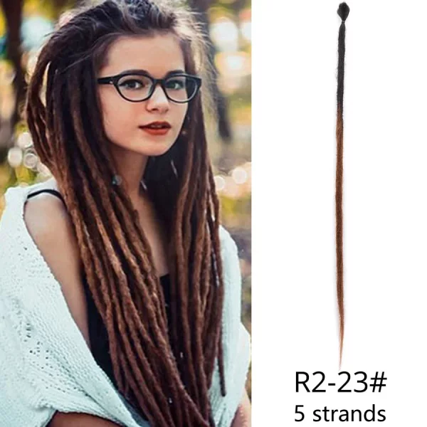 5strands Dreadlocks Hair Extensions Synthetic Faux Locs Crochet Hair Braids Hip-hop Knotless Hook Ombre Braiding African Tribe - Image 34