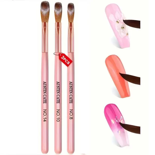 3Pcs Acrylic Nail Brush Set #8/10/14 Professional Acrylic Powder Extension Nail Brushes Nail Art 3D Carving Manicure Salon Tools - Image 3