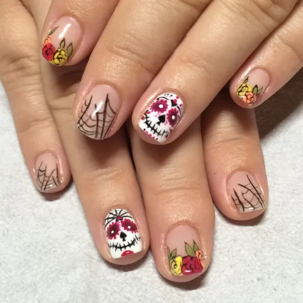 Red Spider Printed False Nails Halloween Nail Art Decor Press on Nails for Girl Gifts Short Round Cool y2k Style Fake Nail Tips - Image 43