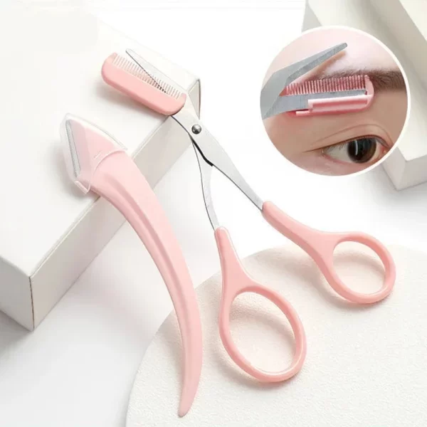Karsyngirl 1/2/3Pcs Eyebrow Trimming Knife Eyebrow Face Razor For Women Eyebrow Scissors With Comb Brow Trimmer Scraper - Image 2