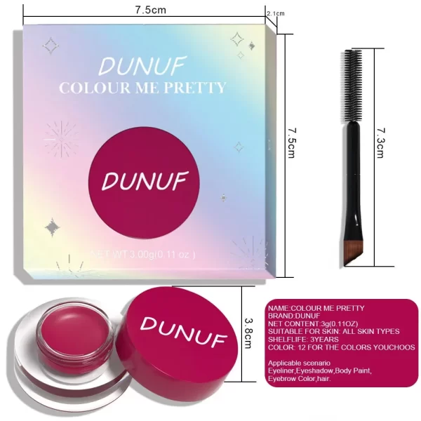12 Colors Waterproof Eyeshadow Cream Long Lasting Eyeliner Matte Body Face Painting Pigment Eyebrow Tint Makeup with Brush - Image 5